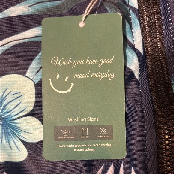 RashGaurd Long Sleeve One Piece Swimsuit Floral Blue Teal - Picture 14 of 16